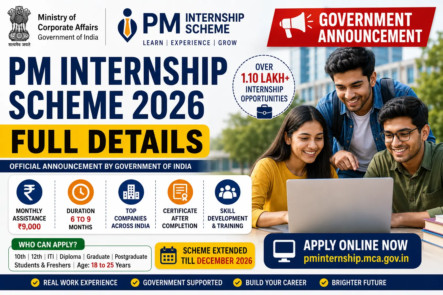 PM Internship Scheme Government Announcement 2026: Full Details