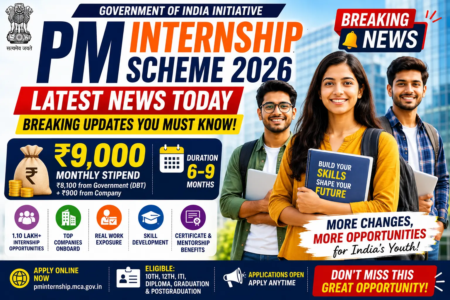 PM Internship Scheme News Today 2026: Breaking Updates, Eligibility & ₹9,000 Stipend
