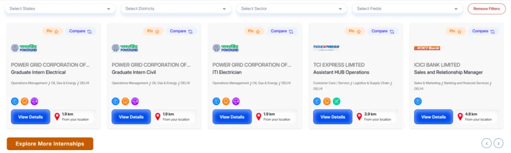 PM Internship Scheme internship opportunities with company, sector and location details